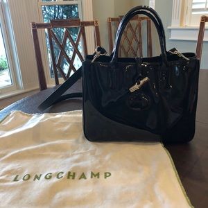 Black Patent Leather Longchamp Handbag